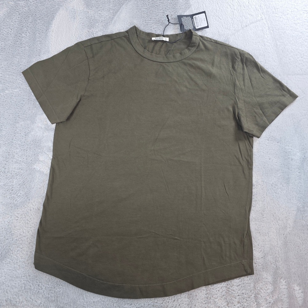 Buck Mason Mens Small Brown Cinder Pima Cotton Tee Curved Hem T-Shirt FLAW